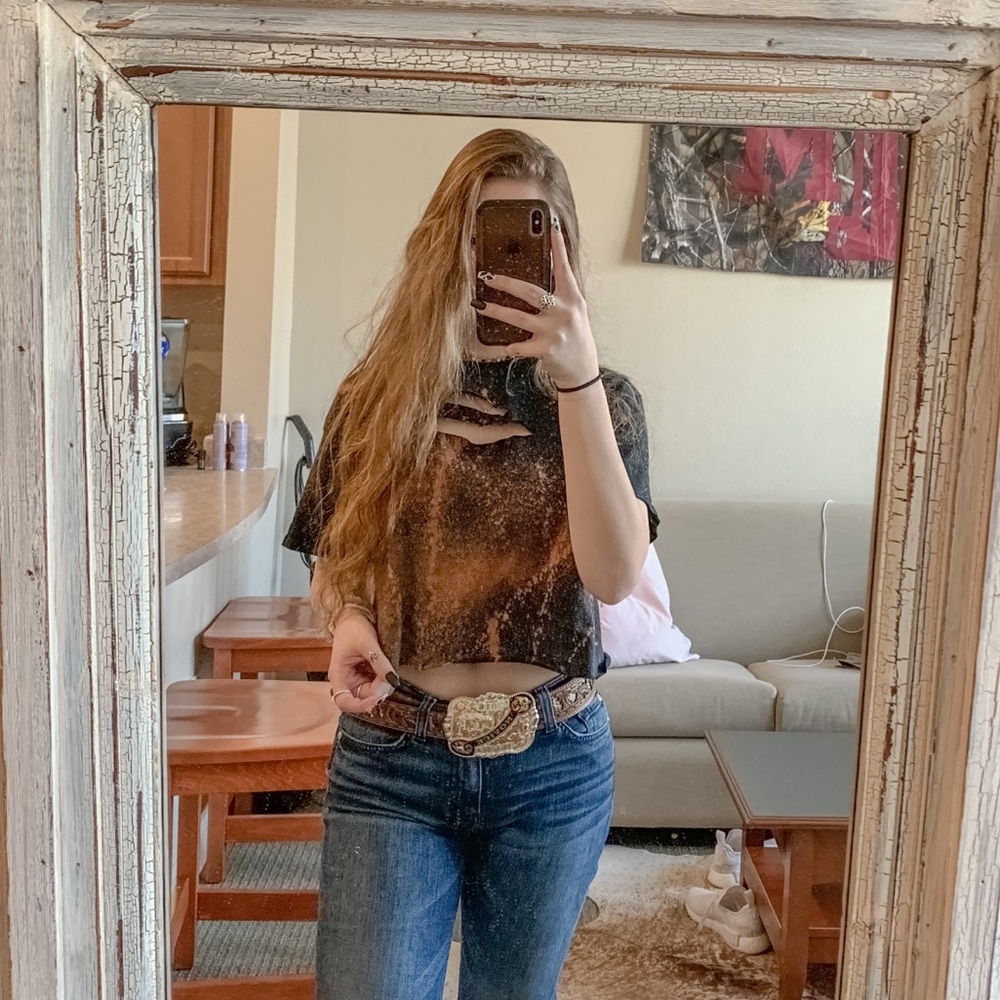 Cropped Black Bleached Shirt